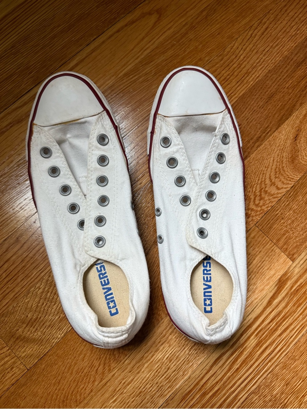 Converse All Star White Sneakers with Red Trim